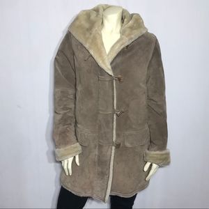 Bernardo Genuine Suede Leather Hooded Coat